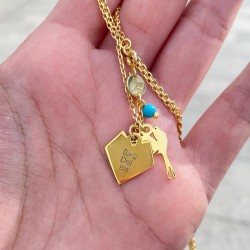 Kalp & Kırlangıç Kuşu Doğal Şans Taşı Kolye | 925 Gümüş Kalp & Kırlangıç Kuşu Doğal Şans Taşı Kolye | 925 Gümüş