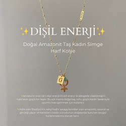 Dişil Enerji Doğal Amazonit Taş Kadın Simge Harf Kolye Dişil Enerji Doğal Amazonit Taş Kadın Simge Harf Kolye
