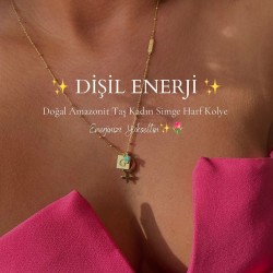 Dişil Enerji Doğal Amazonit Taş Kadın Simge Harf Kolye Dişil Enerji Doğal Amazonit Taş Kadın Simge Harf Kolye