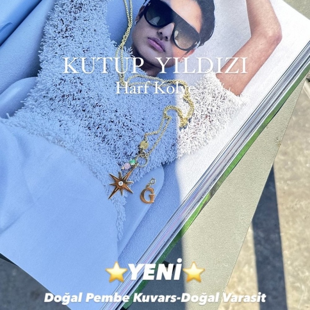 Kutup Yıldızı Harf Doğal Aşk Taşı Kolye | 925 Gümüş