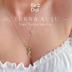 Turna Kuşu Doğal Turkuaz Şans Taşı Kolye | 925 Gümüş Turna Kuşu Doğal Turkuaz Şans Taşı Kolye | 925 Gümüş