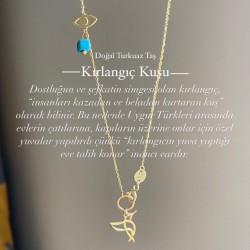 Kırlangıç Kuşu Doğal Turkuaz Şans Taşı Kolye | 925 Gümüş Kırlangıç Kuşu Doğal Turkuaz Şans Taşı Kolye | 925 Gümüş